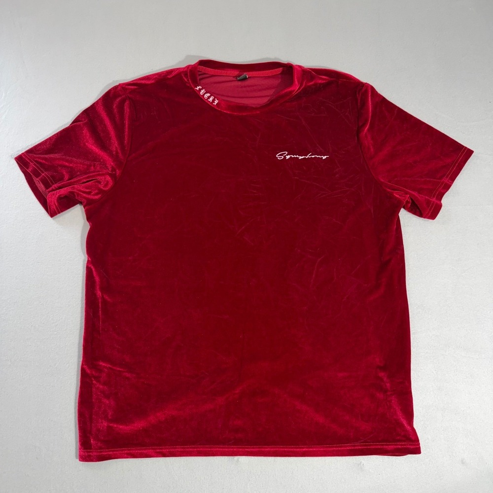 Manfinity T-Shirt Mens XXL Red Streetwear Velvet